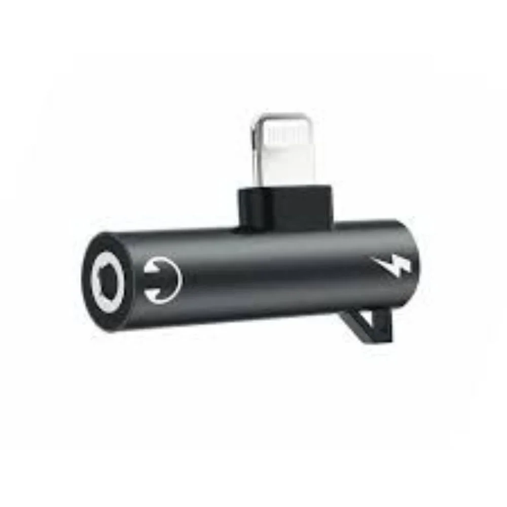 iPhone Audio Aux Adaptor Lighting to Aux and charge 2 in 1 color Black